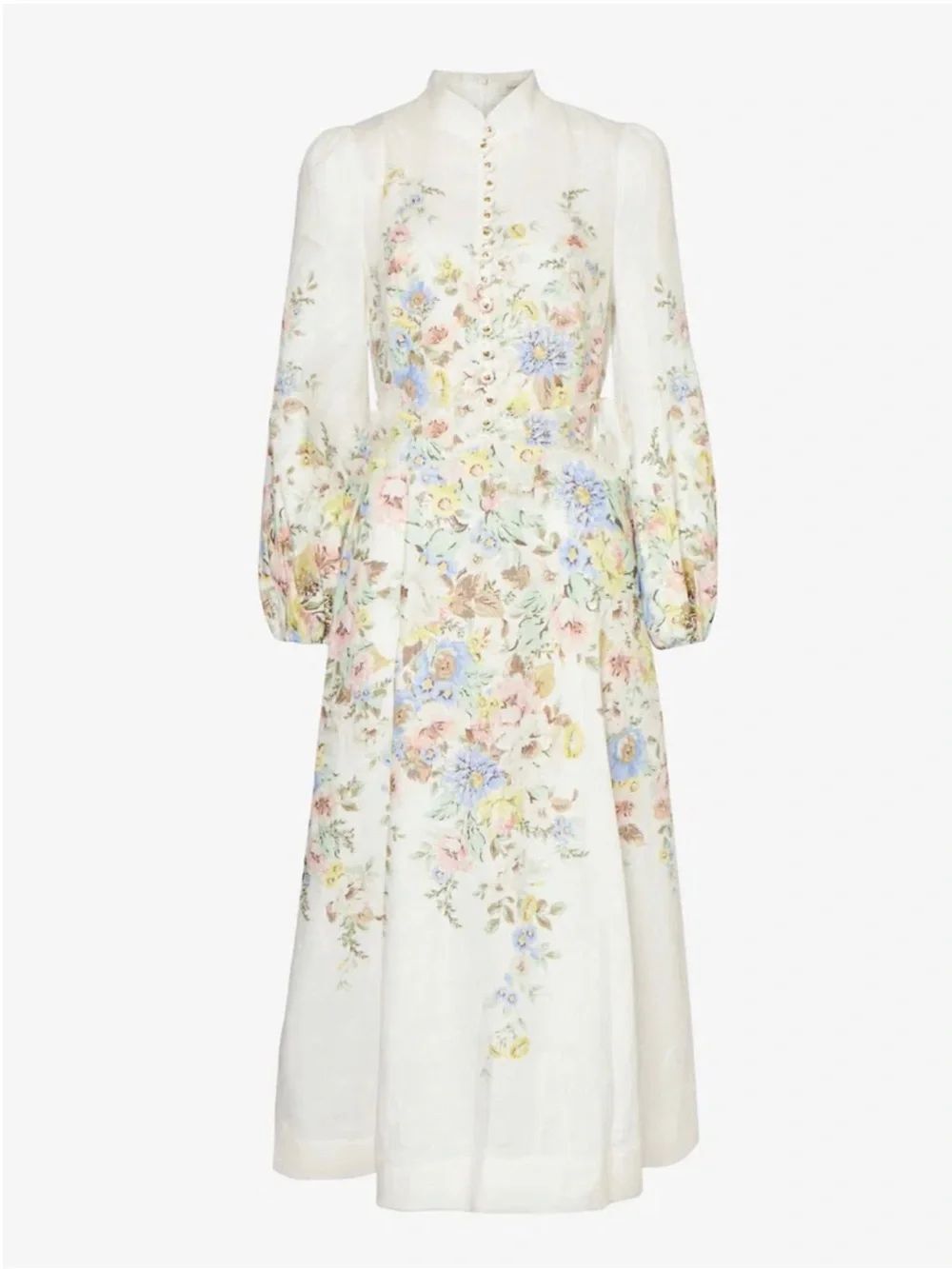 Zimmermann Matchmaker Floral Linen Midi Dress size 0/us size 4